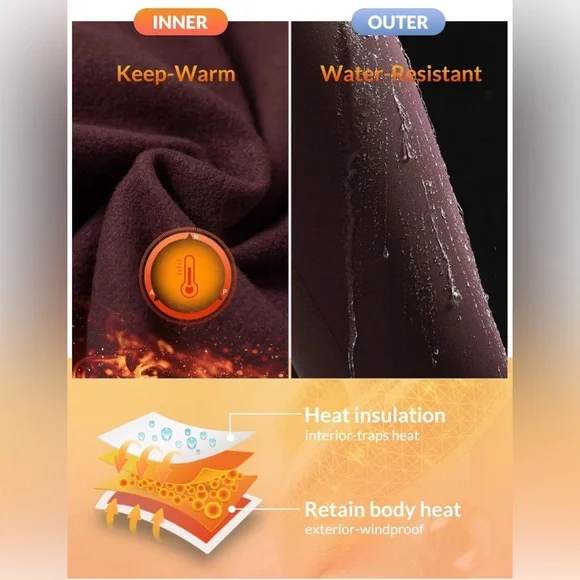 Fleece Lined High-Waisted Brown Leggings - Picture 2 of 5